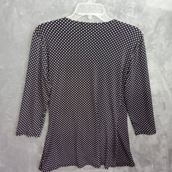 FYLO Women Medium Blouse Black And White‎ Polka Dot V Neck Long Sleeve Y2K 90s - Picture 7 of 8